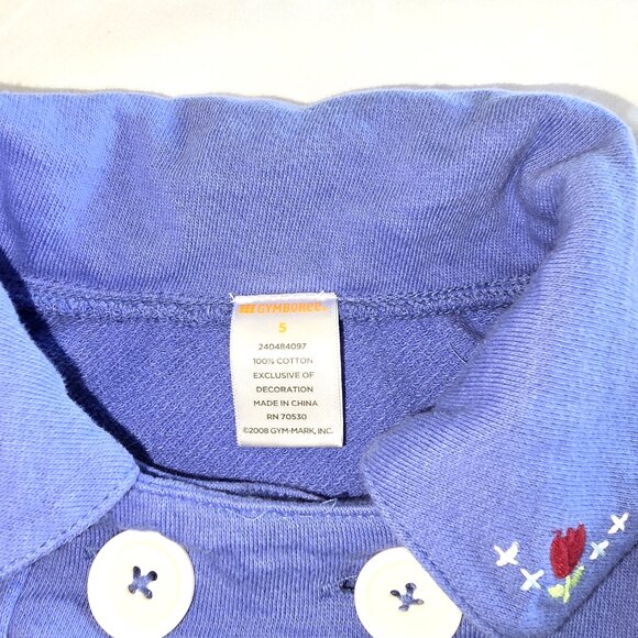 Gymboree Coat Jacket Lilac Blue Double Button Embroidery Floral Size 5 - Picture 7 of 7
